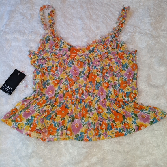Nwt Fifty street multi color floral print sleeveless top - Picture 4 of 11